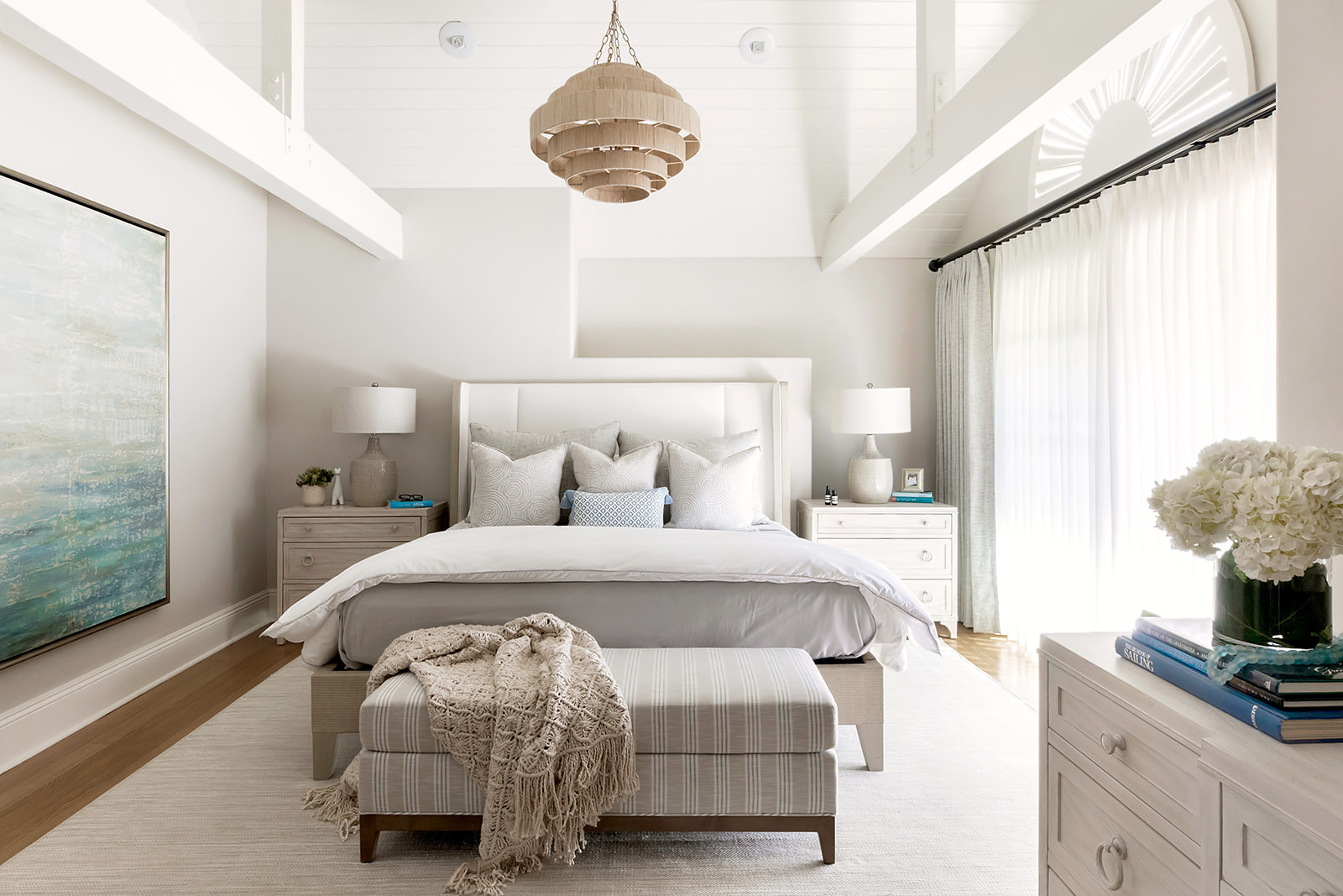 Sample bedroom interior design with white color palette