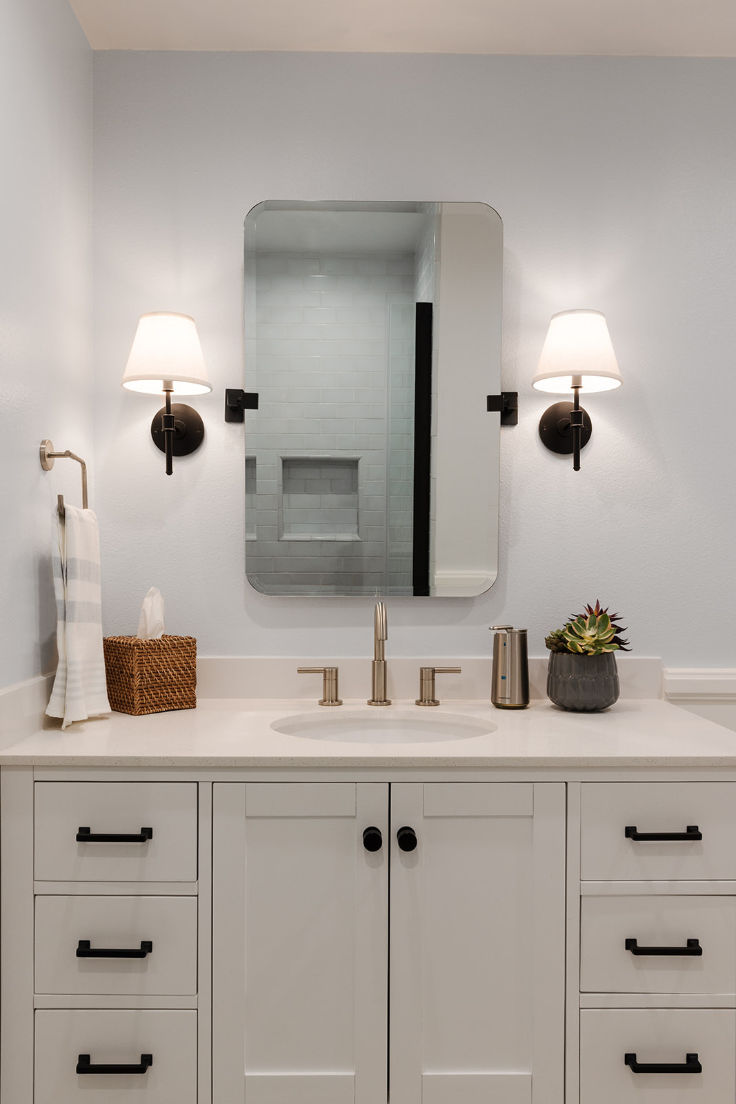 Bathroom interior decoration with sink and tap water filter