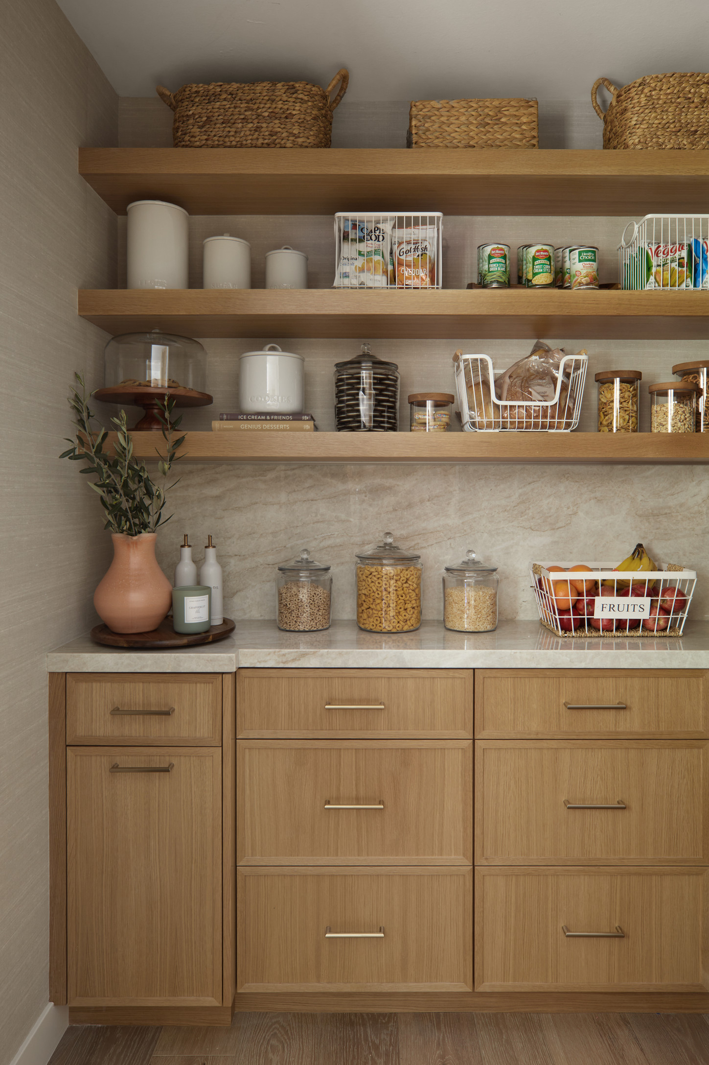 Fruits, nuts and snacks storage solution in kitchen